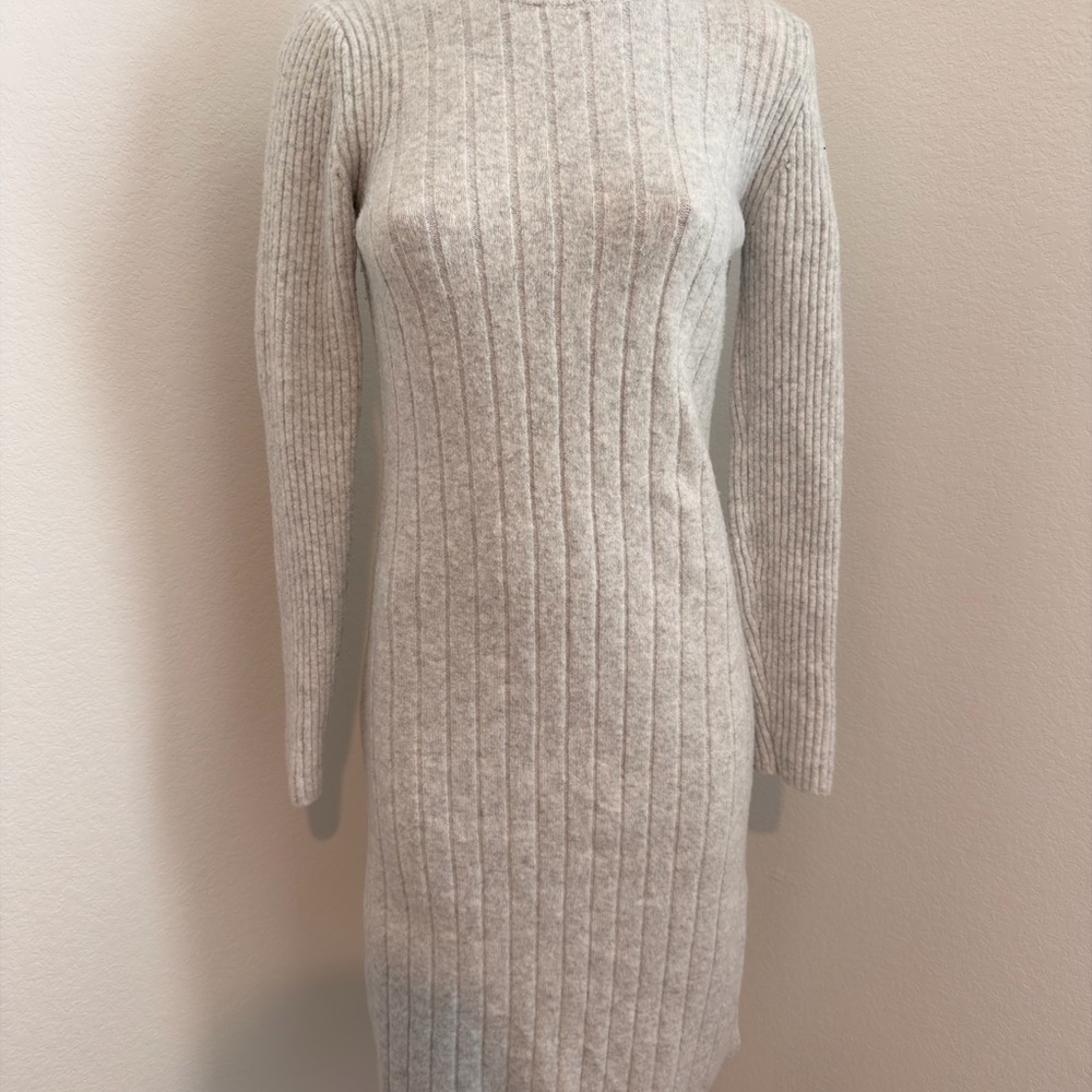 Sweater Gray Ribbed Knit Dress
